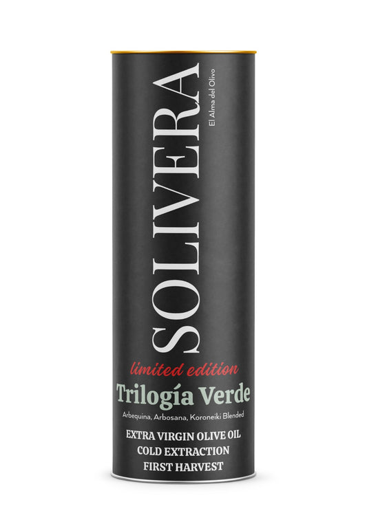 Trilogía Verde Extra Virgin Olive Oil – Triple-Varietal Blend · Cold-Pressed · Bright & Herbaceous · 350+polyphenols
